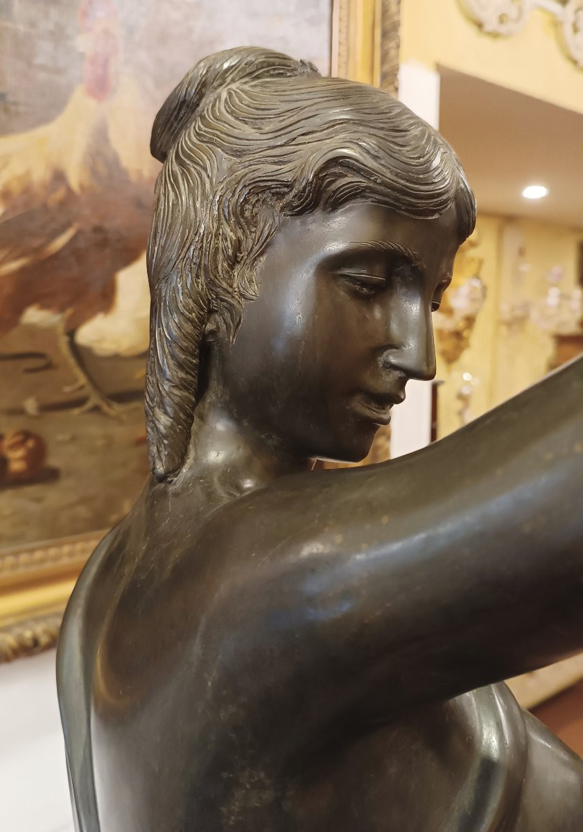 Second Half Of The 19th Century Lamp With Bronze Sculpture Of The Goddess Of Fortune-photo-8