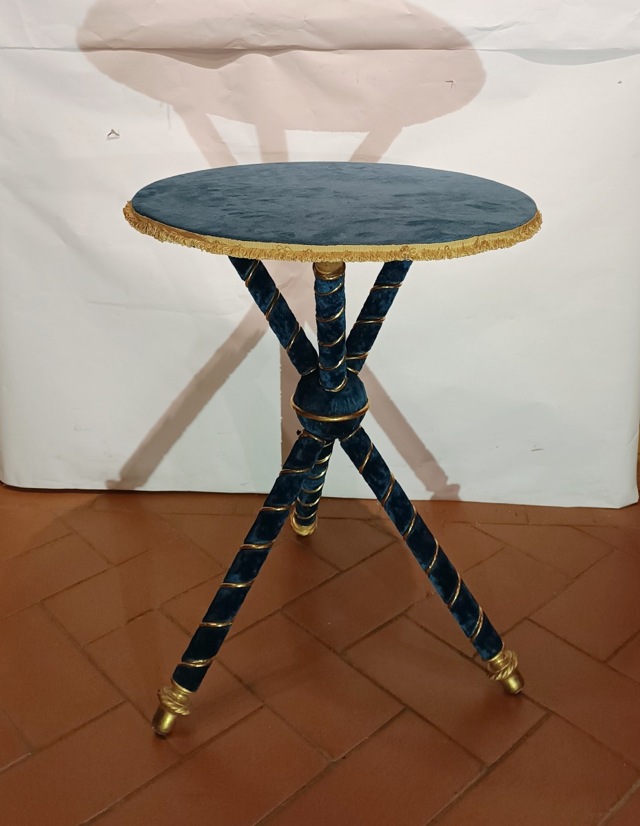 Early 20th Century Light Blue Velvet Coffee Table