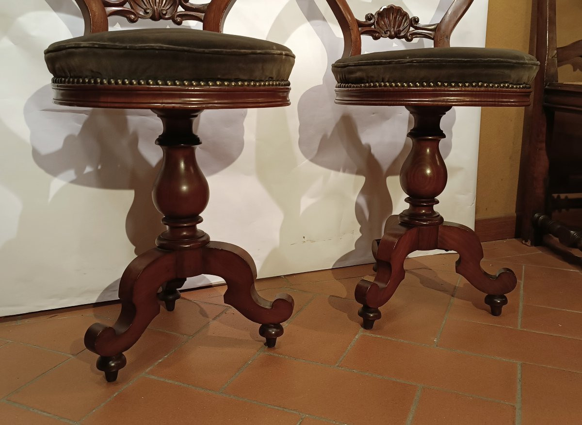 Second Half Of The 19th Century Pair Of Music Stools-photo-6