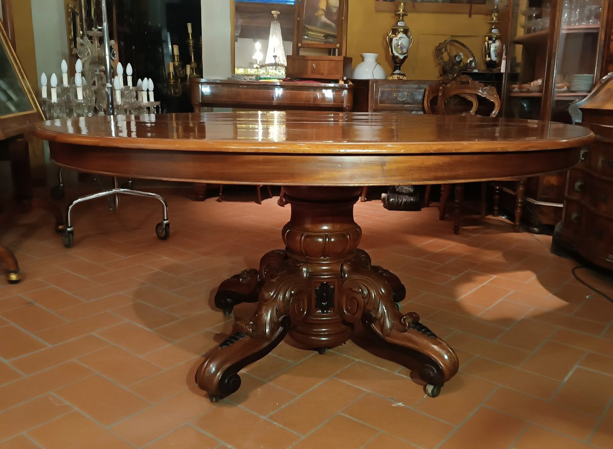 TABLE DE SALLE À MANGER EN ACAJOU ATELIER PARRI SECONDE MOITIÉ DU 19ème SIÈCLE-photo-2