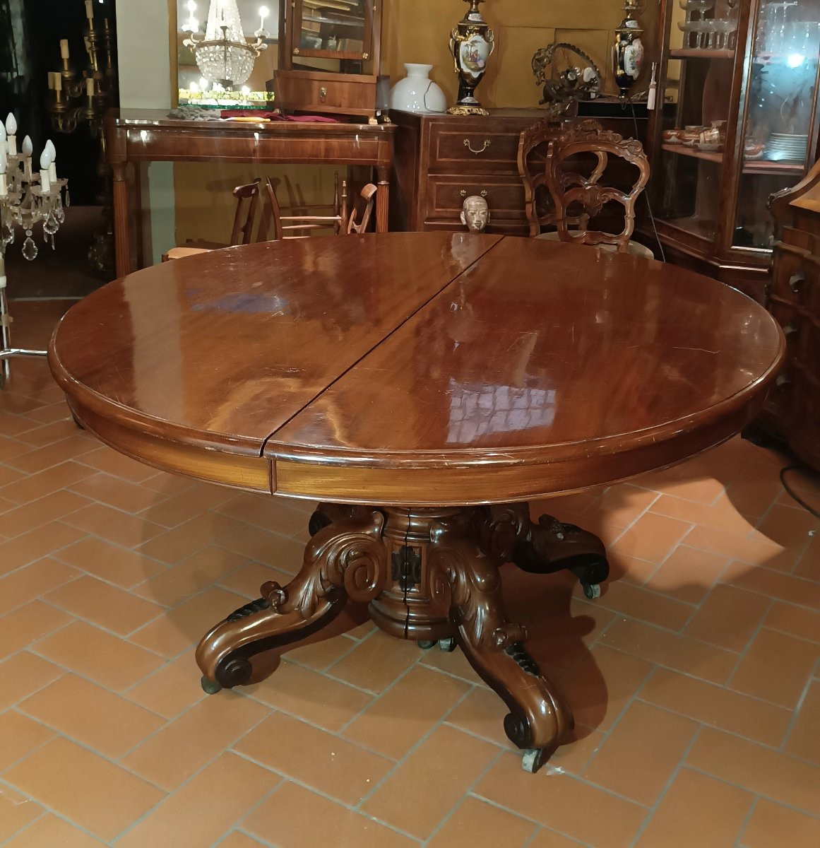 TABLE DE SALLE À MANGER EN ACAJOU ATELIER PARRI SECONDE MOITIÉ DU 19ème SIÈCLE-photo-3