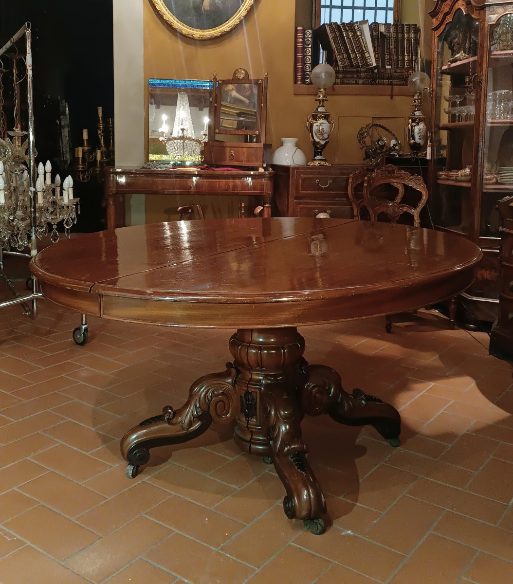 TABLE DE SALLE À MANGER EN ACAJOU ATELIER PARRI SECONDE MOITIÉ DU 19ème SIÈCLE-photo-4