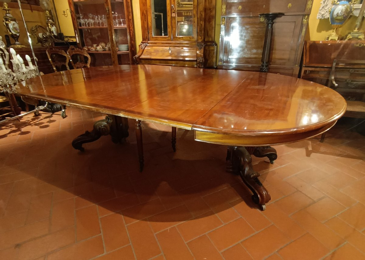 TABLE DE SALLE À MANGER EN ACAJOU ATELIER PARRI SECONDE MOITIÉ DU 19ème SIÈCLE-photo-1