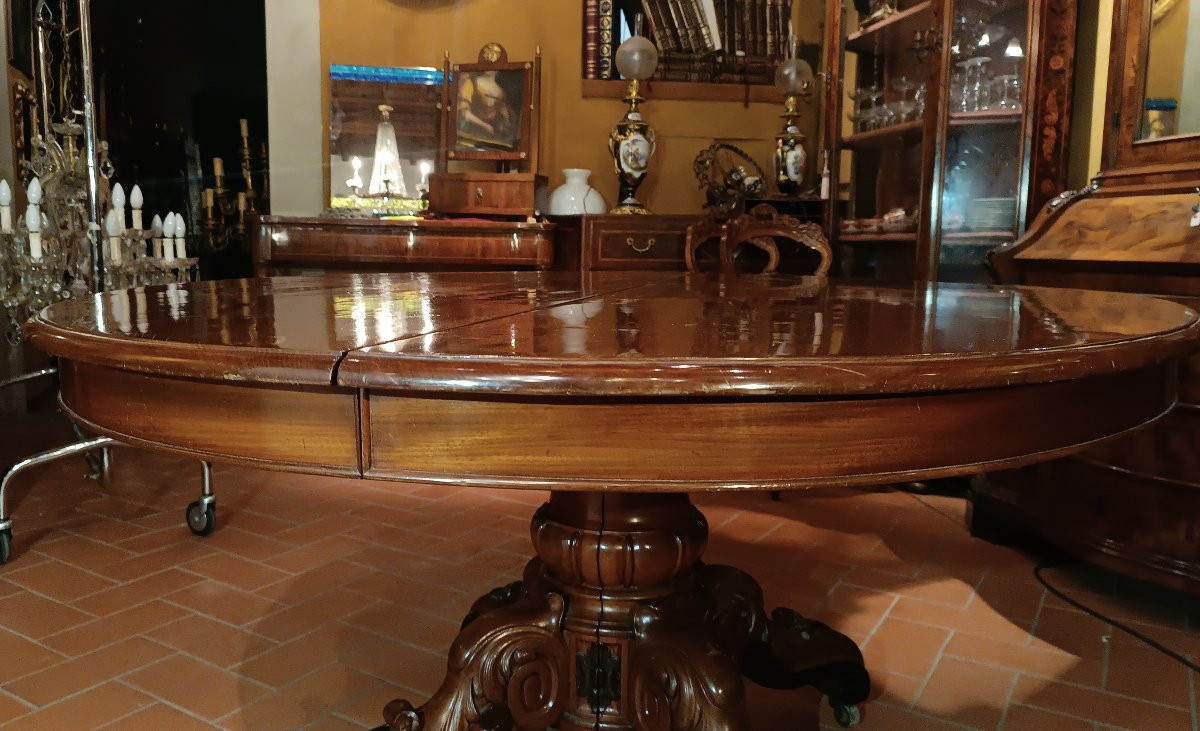 TABLE DE SALLE À MANGER EN ACAJOU ATELIER PARRI SECONDE MOITIÉ DU 19ème SIÈCLE-photo-7