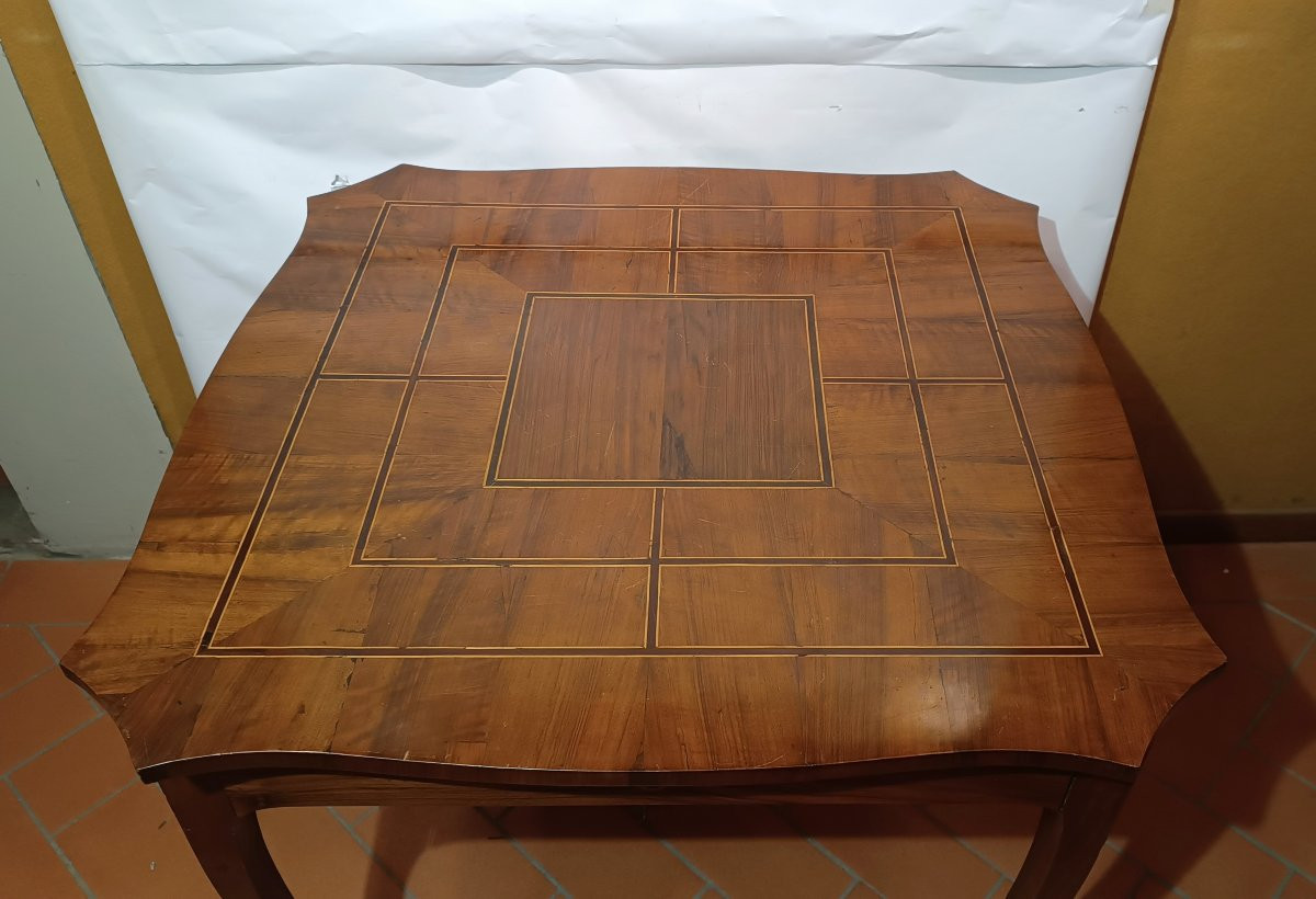 Mid-19th Century Walnut Card Table With Inlays-photo-6