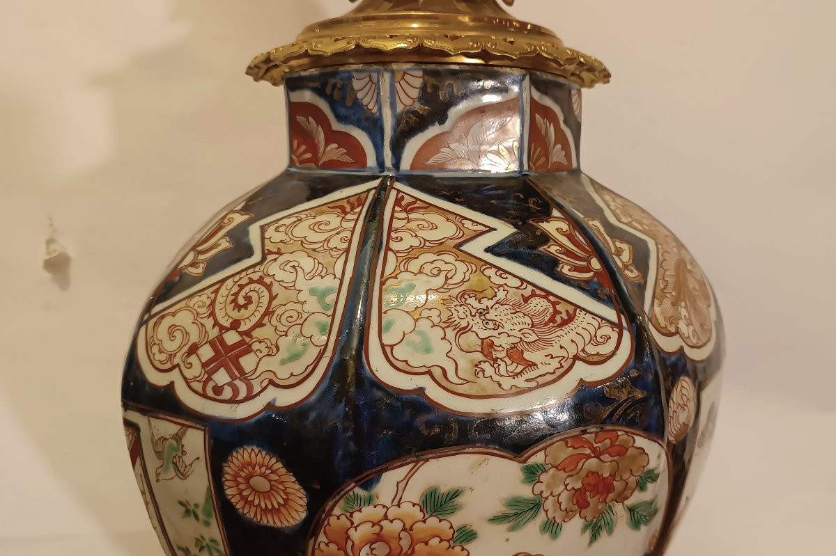 VASE POTICHE IMARI DÉBUT DU 19ème SIÈCLE-photo-3