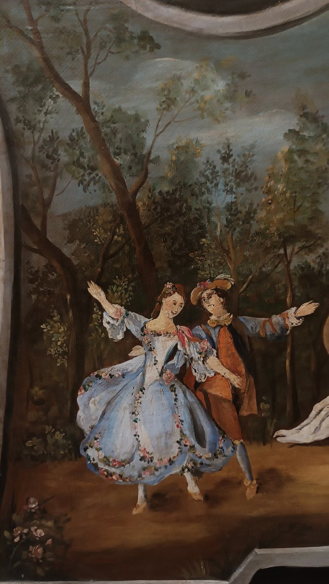 PAIRE DE TABLEAUX DESSUS DE PORTE SECONDE MOITIÉ DU 19ème SIÈCLE-photo-4