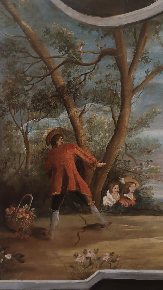 PAIRE DE TABLEAUX DESSUS DE PORTE SECONDE MOITIÉ DU 19ème SIÈCLE-photo-4