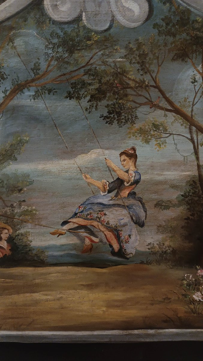 PAIRE DE TABLEAUX DESSUS DE PORTE SECONDE MOITIÉ DU 19ème SIÈCLE-photo-5