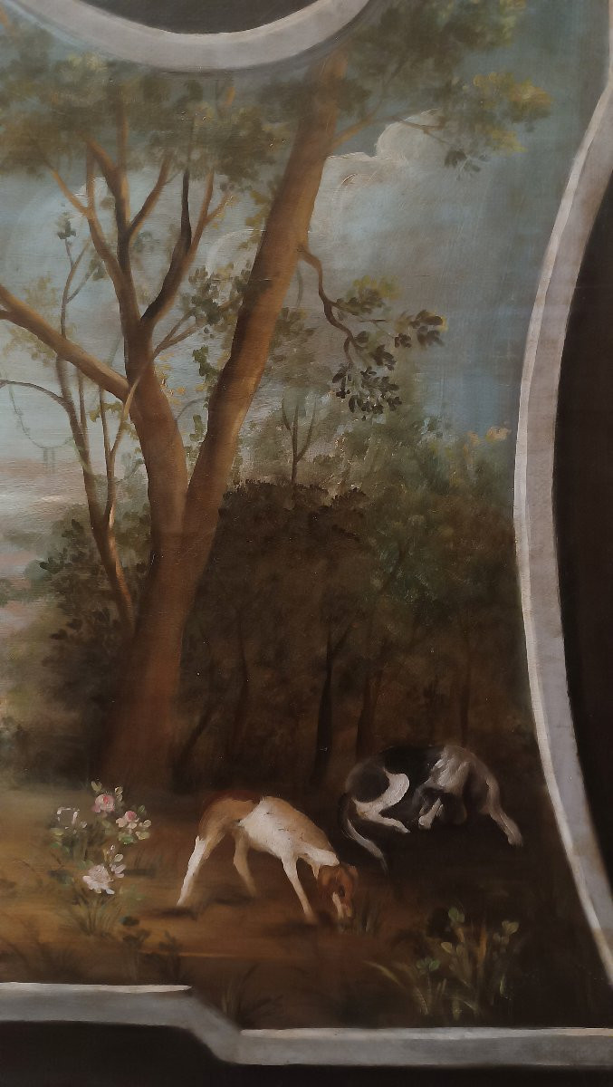 PAIRE DE TABLEAUX DESSUS DE PORTE SECONDE MOITIÉ DU 19ème SIÈCLE-photo-6