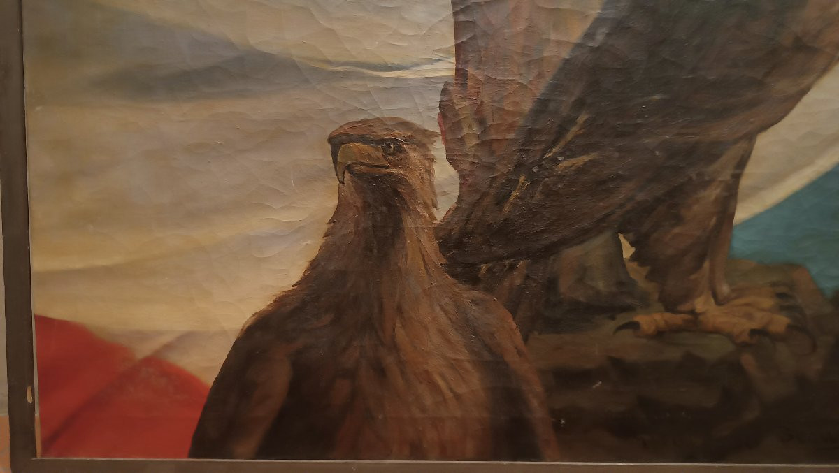 TABLEAU REPRÉSENTANT LE TRIOMPHE DE LA PREMIÈRE GUERRE MONDIALE PREMIÈRE MOITIÉ DU 20ème SIÈCLE-photo-4