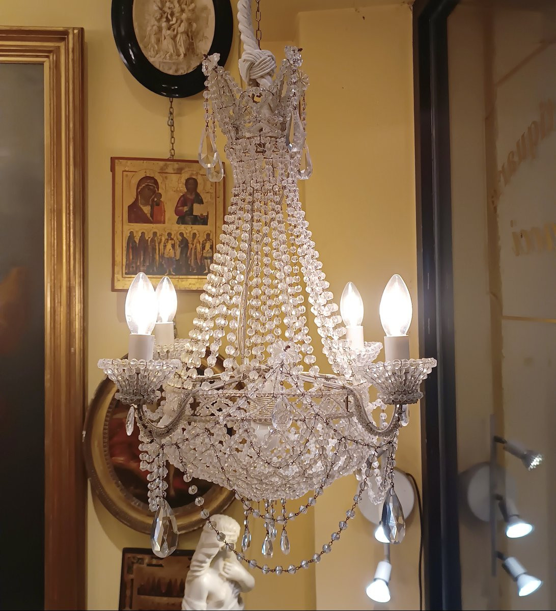 PETIT LUSTRE "À SAC" FIN DU 19ème SIÈCLE-photo-1