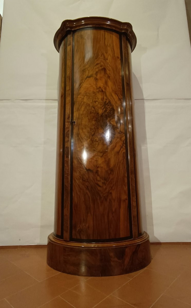 Second Half Of The 19th Century Biedermeier Walnut Opening Column Cabinet-photo-2