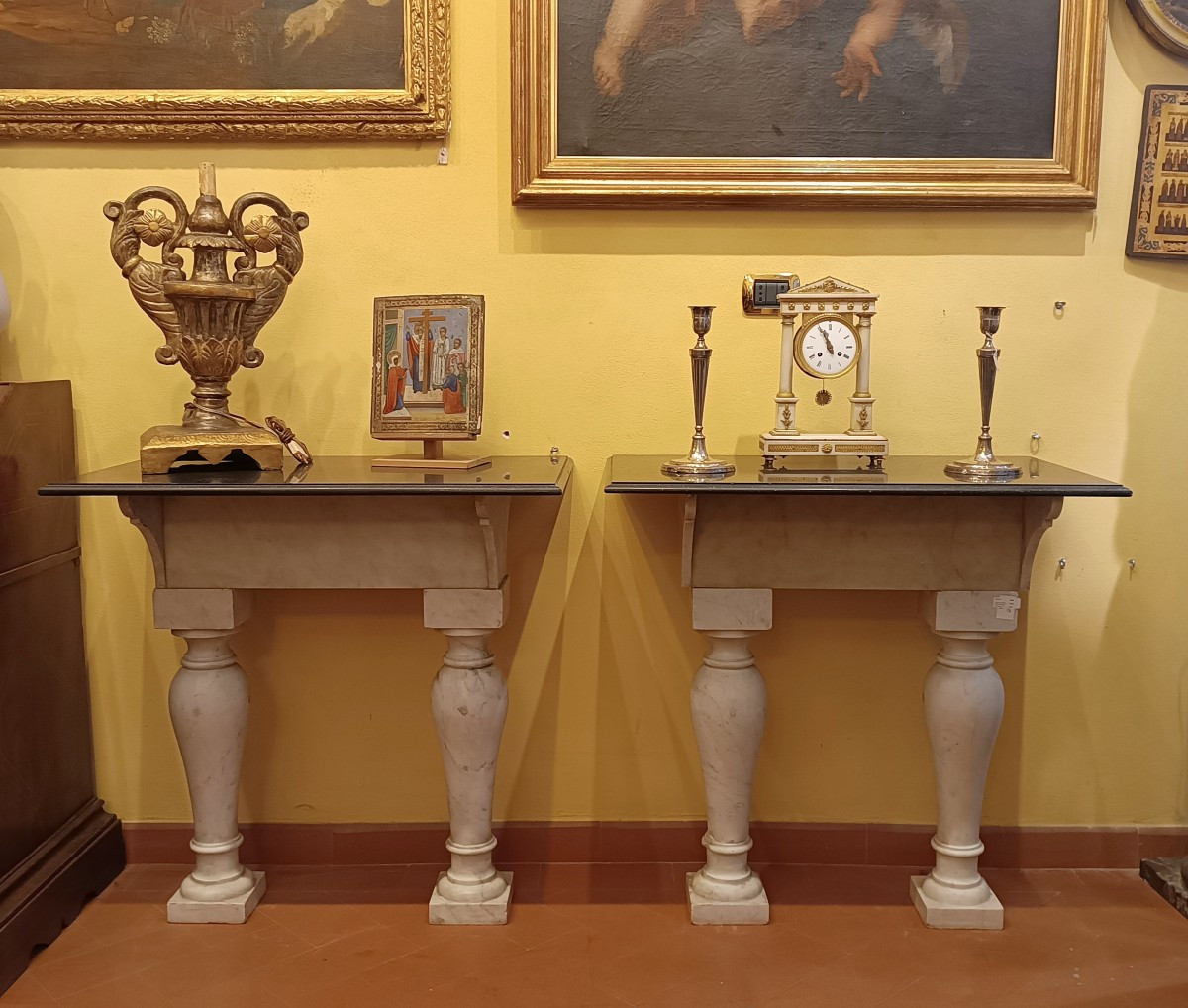 Second Half Of The 19th Century Pair Of Marble Console Tables