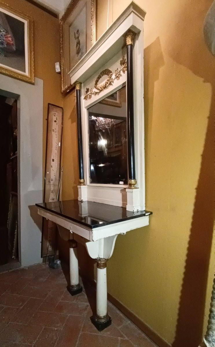 CONSOLE ET MIROIR DE STYLE EMPIRE DÉBUT DU 19ème SIÈCLE-photo-3