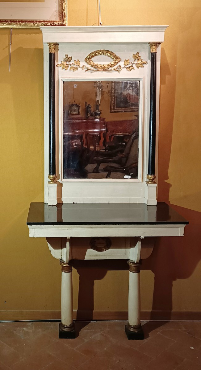 CONSOLE ET MIROIR DE STYLE EMPIRE DÉBUT DU 19ème SIÈCLE
