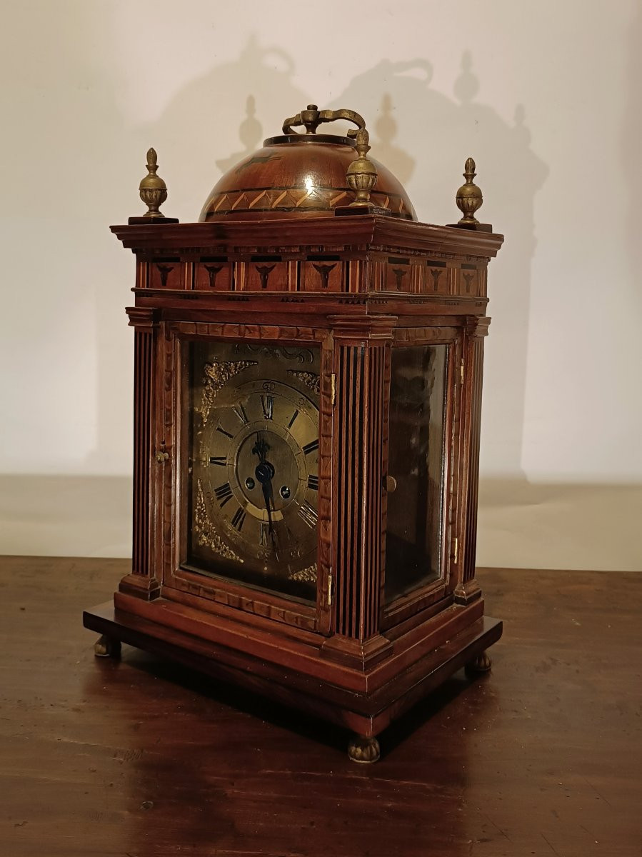 HORLOGE AVEC BOÎTIER EN BOIS MARQUETÉ FIN DU 17ème SIÈCLE-photo-4