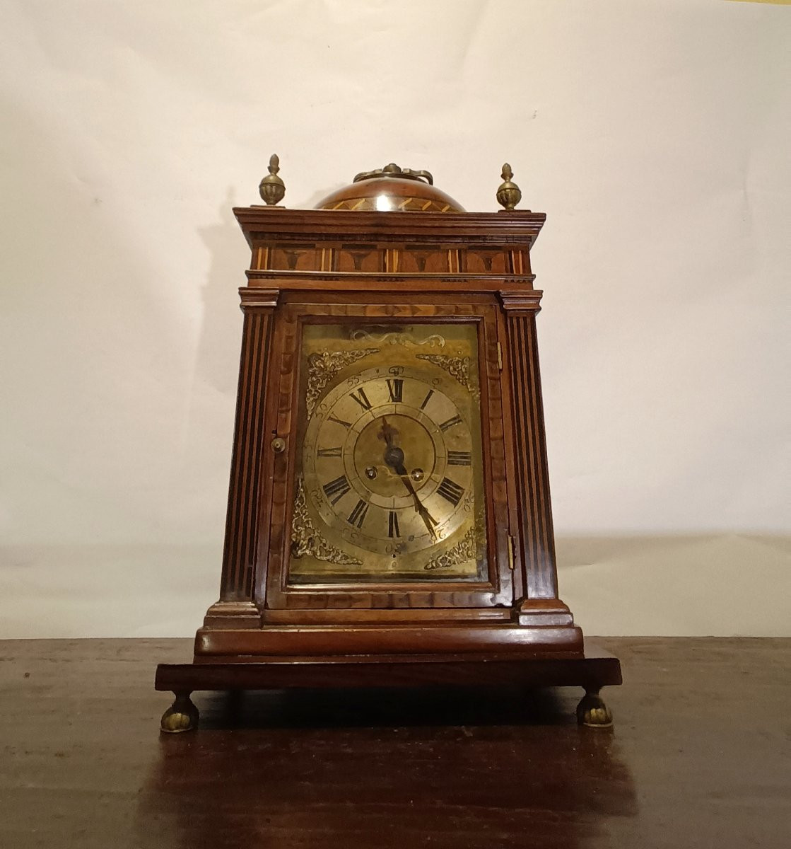 HORLOGE AVEC BOÎTIER EN BOIS MARQUETÉ FIN DU 17ème SIÈCLE-photo-1