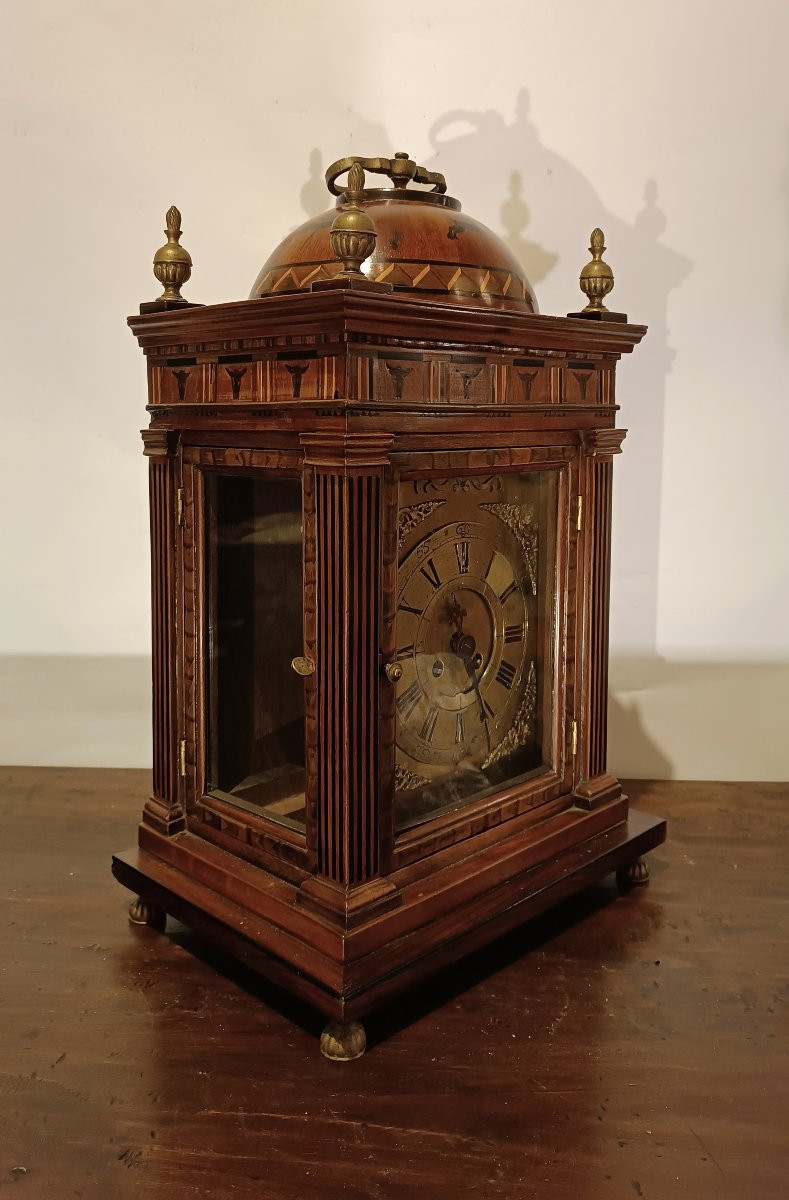 HORLOGE AVEC BOÎTIER EN BOIS MARQUETÉ FIN DU 17ème SIÈCLE-photo-7