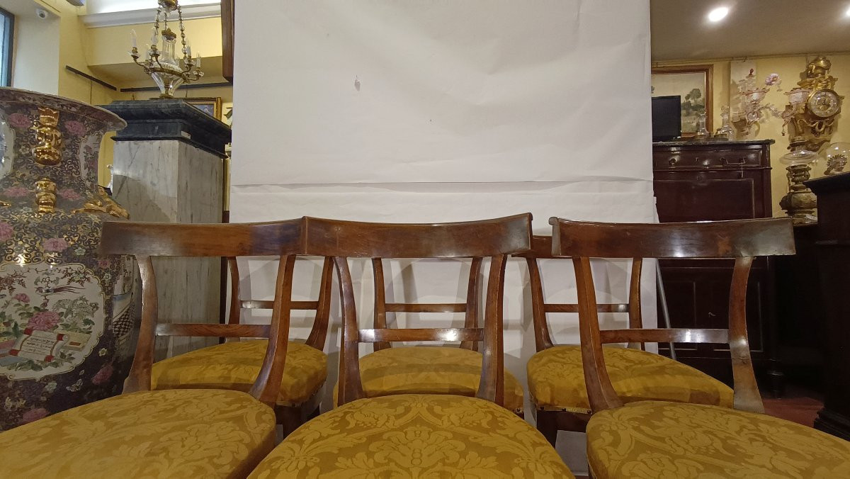Second Half Of The 18th Century Six Directoire Walnut Chairs-photo-4