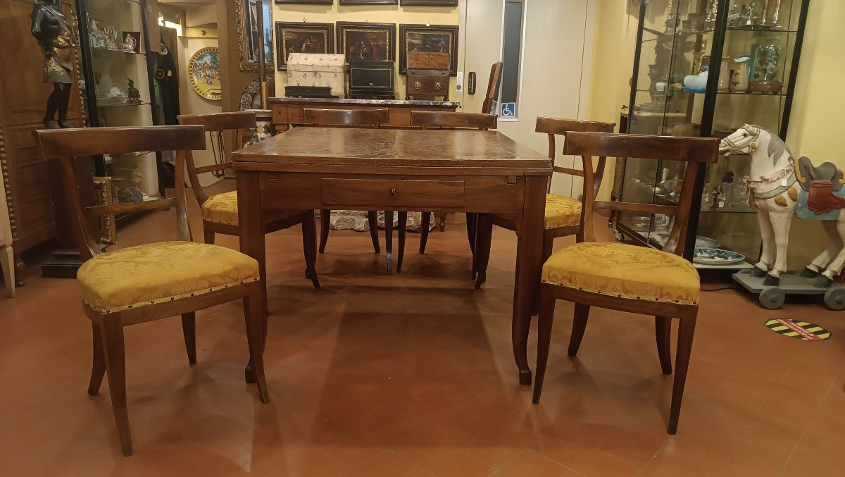 Second Half Of The 18th Century Six Directoire Walnut Chairs-photo-1