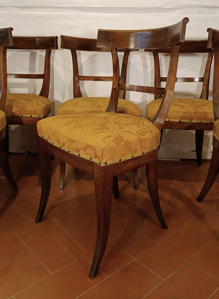 Second Half Of The 18th Century Six Directoire Walnut Chairs-photo-4