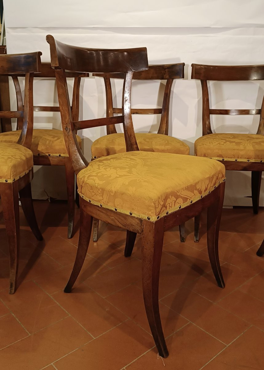 Second Half Of The 18th Century Six Directoire Walnut Chairs-photo-5