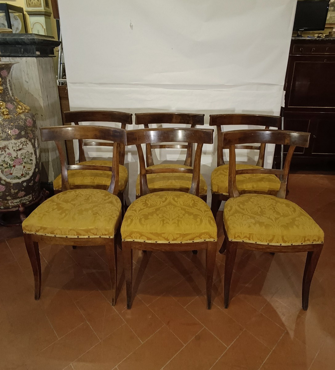 Second Half Of The 18th Century Six Directoire Walnut Chairs