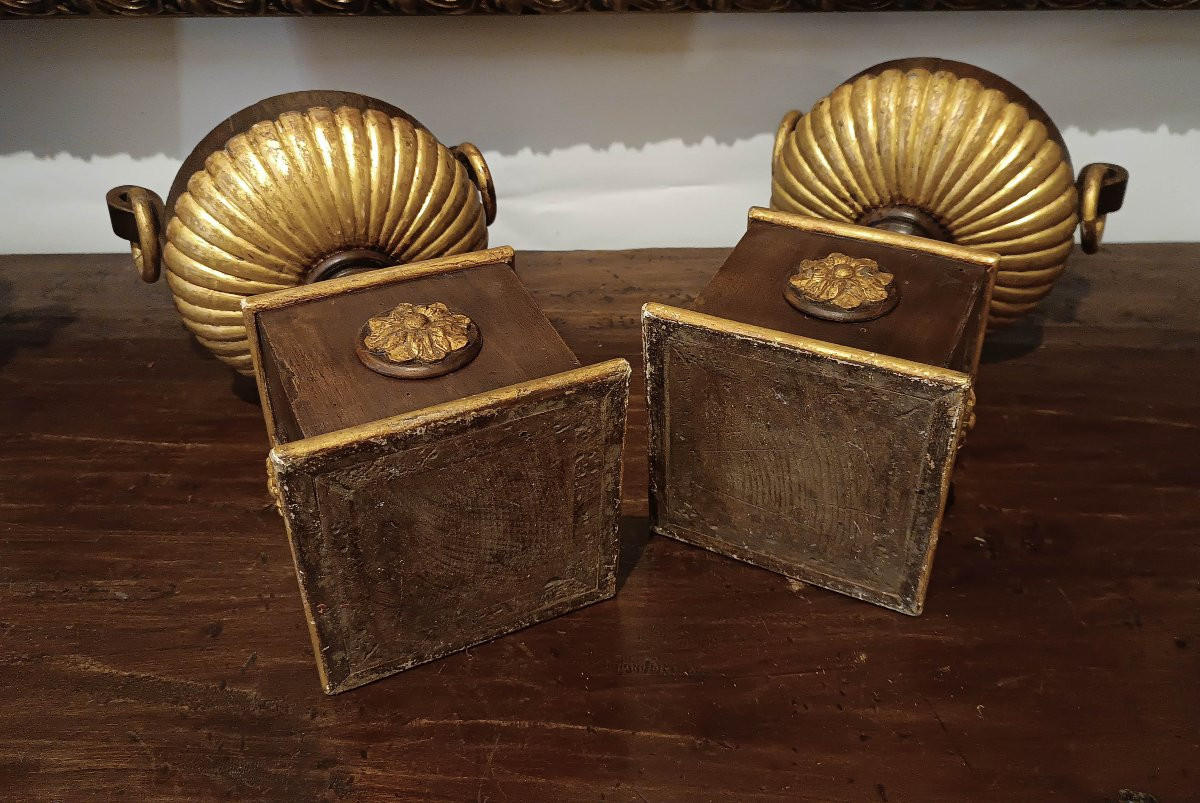 Second Half Of The 19th Century Pair Of Painted Walnut Decorative Vases-photo-6