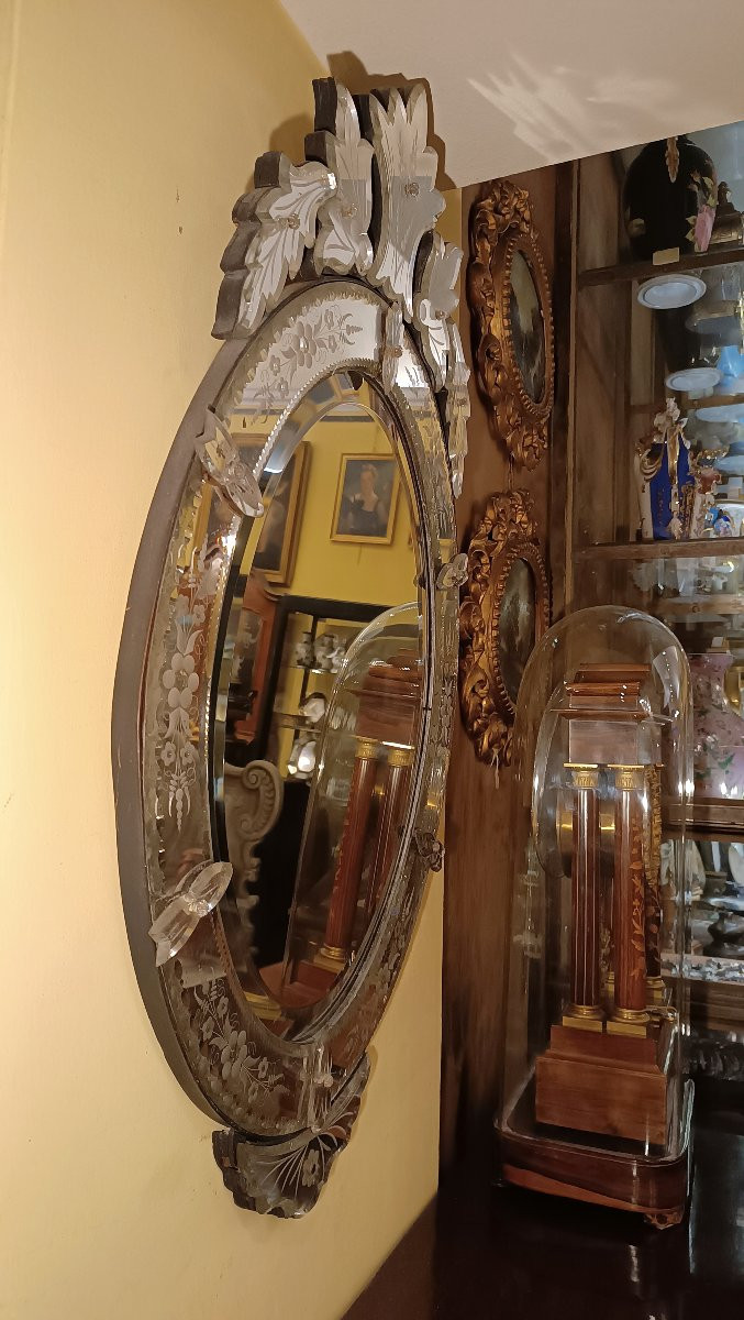 MIROIR EN VERRE DE MURANO MILIEU DU 19ème SIÈCLE-photo-2