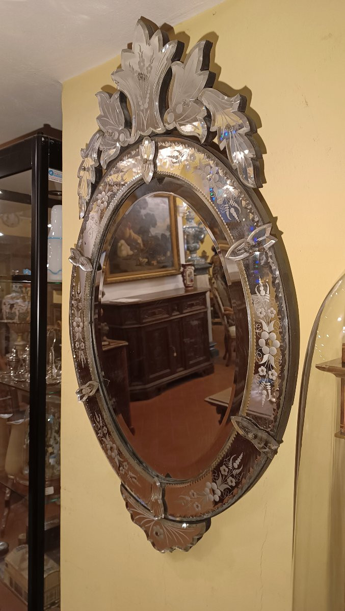 MIROIR EN VERRE DE MURANO MILIEU DU 19ème SIÈCLE-photo-4