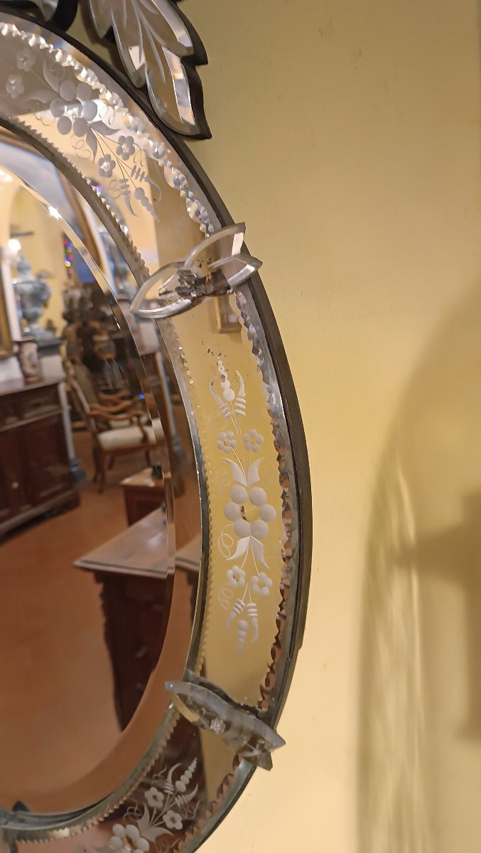 MIROIR EN VERRE DE MURANO MILIEU DU 19ème SIÈCLE-photo-4