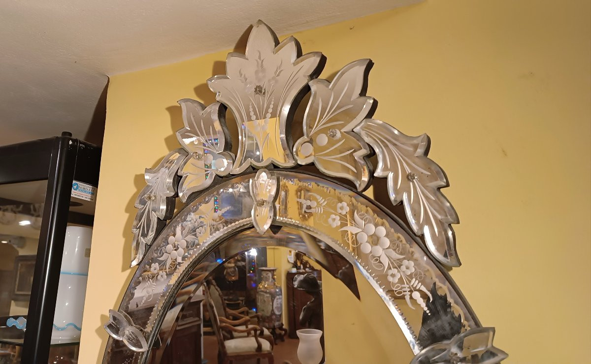 MIROIR EN VERRE DE MURANO MILIEU DU 19ème SIÈCLE-photo-5