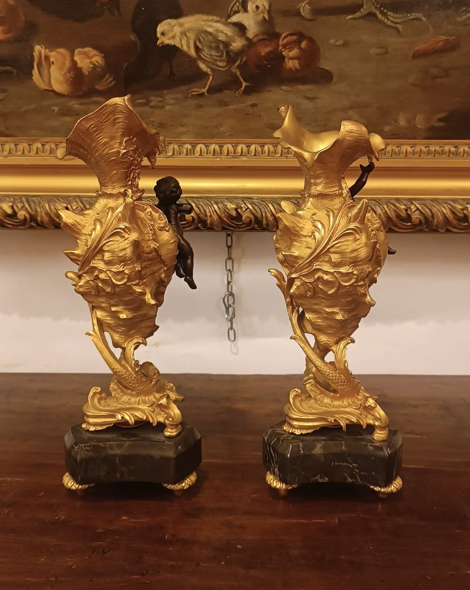PAIRE DE VASES DÉCORATIFS DE STYLE LOUIS XV MILIEU DU 19ème SIÈCLE-photo-3