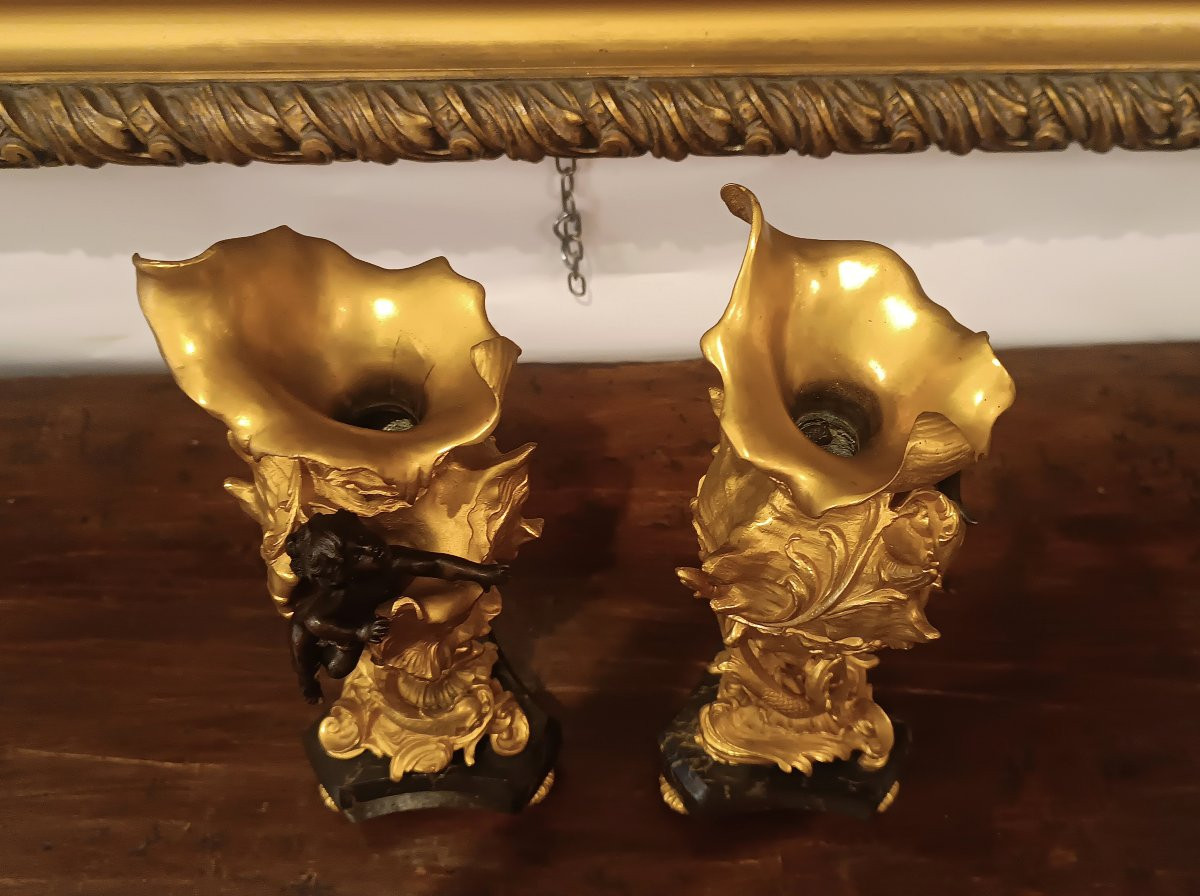 PAIRE DE VASES DÉCORATIFS DE STYLE LOUIS XV MILIEU DU 19ème SIÈCLE-photo-4
