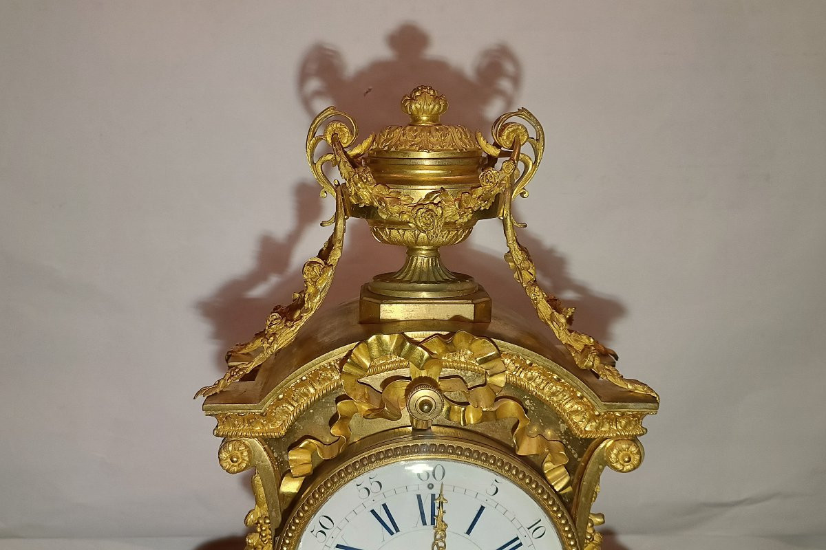 PENDULE EMPIRE EN BRONZE DORÉ DÉBUT DU 19ème SIÈCLE-photo-3