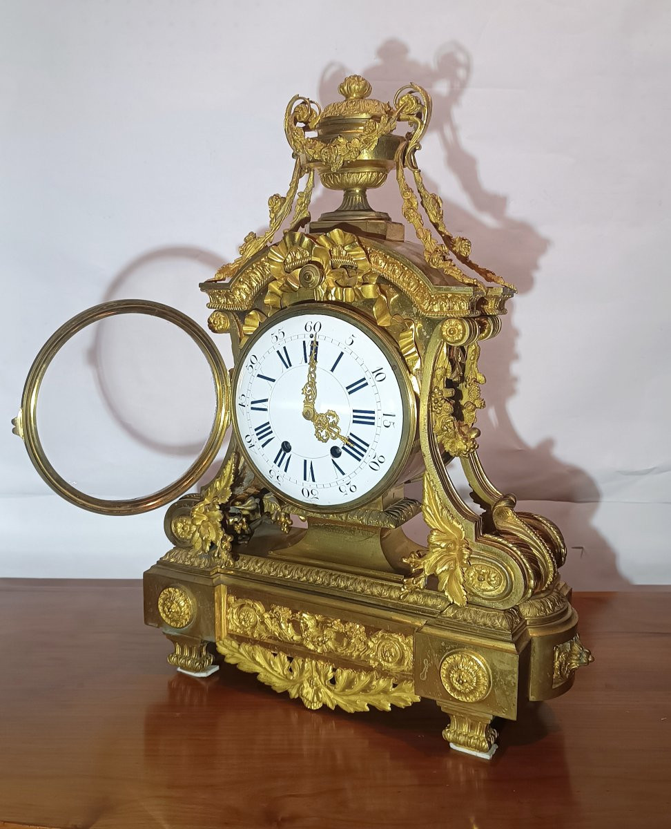 PENDULE EMPIRE EN BRONZE DORÉ DÉBUT DU 19ème SIÈCLE-photo-4