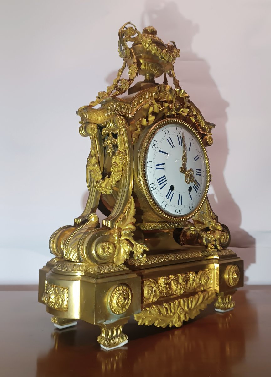 PENDULE EMPIRE EN BRONZE DORÉ DÉBUT DU 19ème SIÈCLE-photo-4