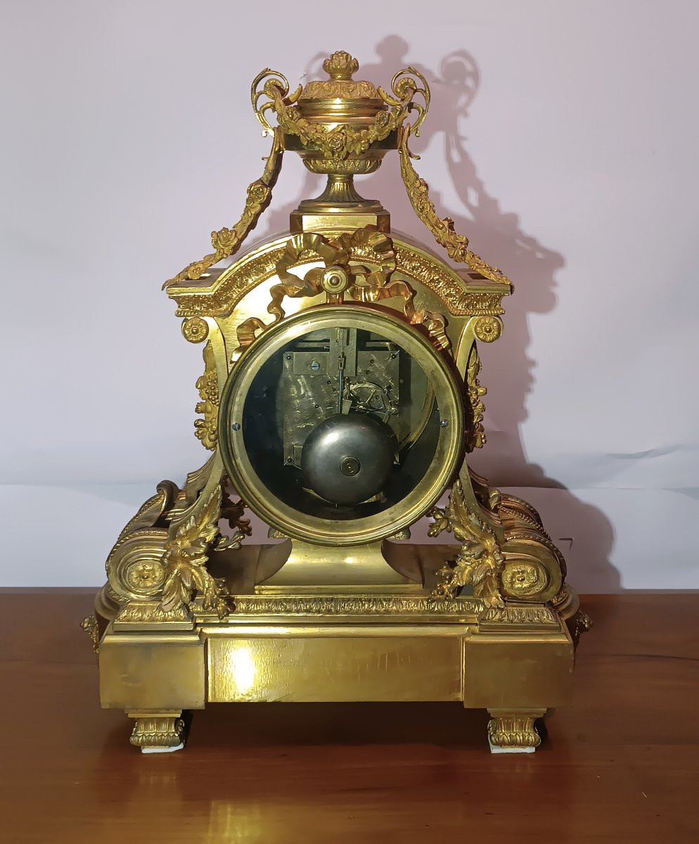 PENDULE EMPIRE EN BRONZE DORÉ DÉBUT DU 19ème SIÈCLE-photo-5