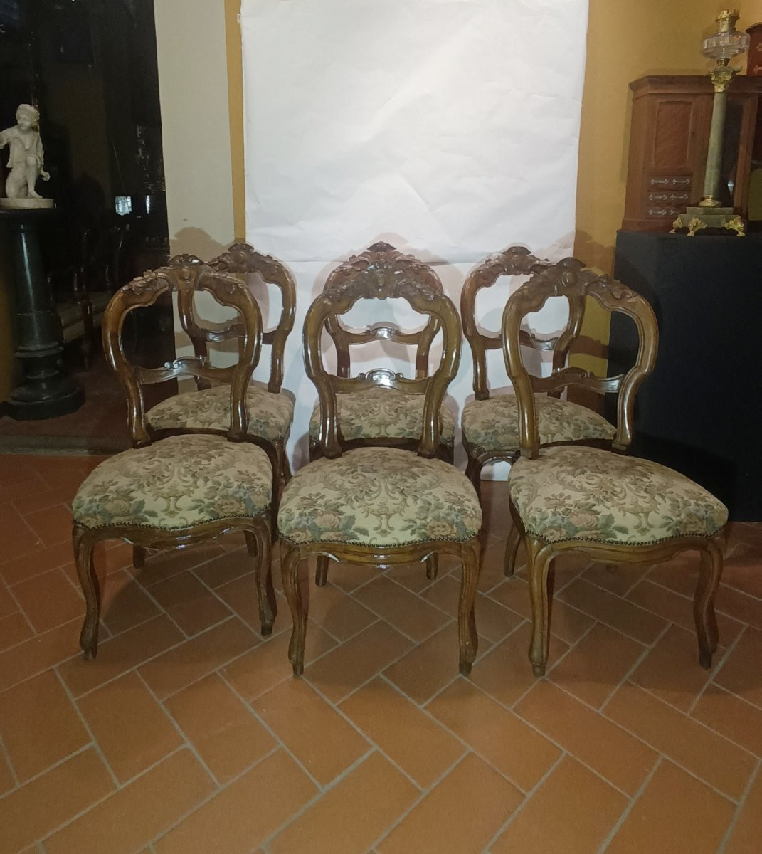 Mid-19th Century Set Of Six Louis Philippe Walnut Chairs-photo-4