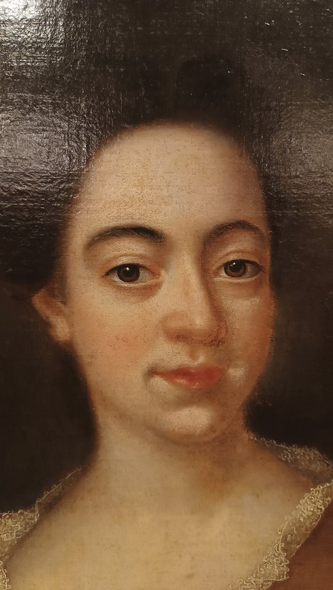PORTRAIT D'UNE NOBLE FEMME SECONDE MOITIÉ DU 18ème SIÈCLE-photo-2