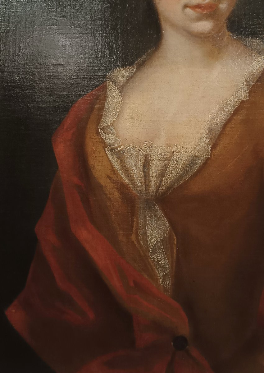 PORTRAIT D'UNE NOBLE FEMME SECONDE MOITIÉ DU 18ème SIÈCLE-photo-3