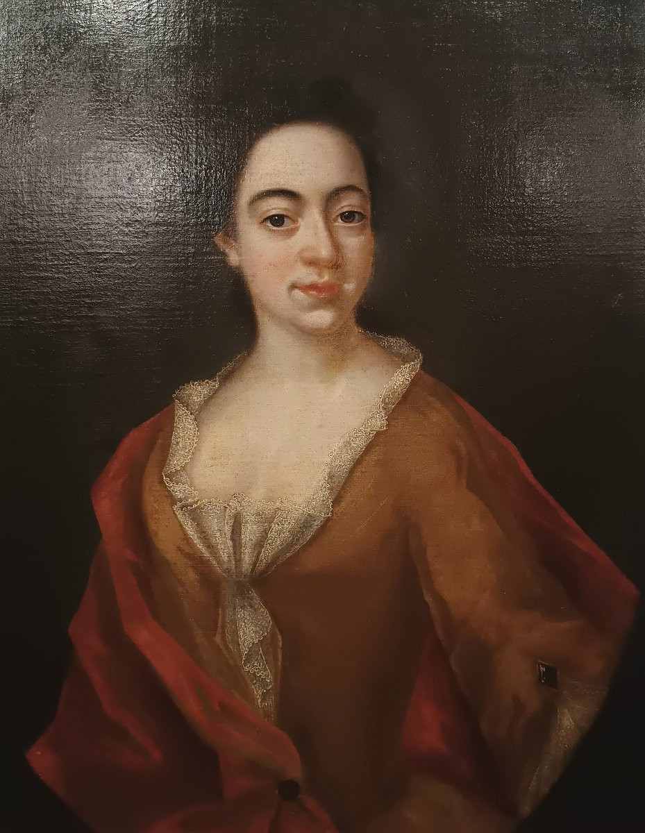 PORTRAIT D'UNE NOBLE FEMME SECONDE MOITIÉ DU 18ème SIÈCLE-photo-1