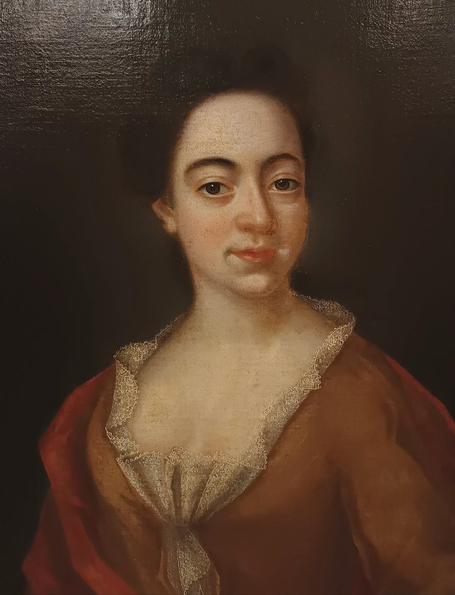 PORTRAIT D'UNE NOBLE FEMME SECONDE MOITIÉ DU 18ème SIÈCLE-photo-2