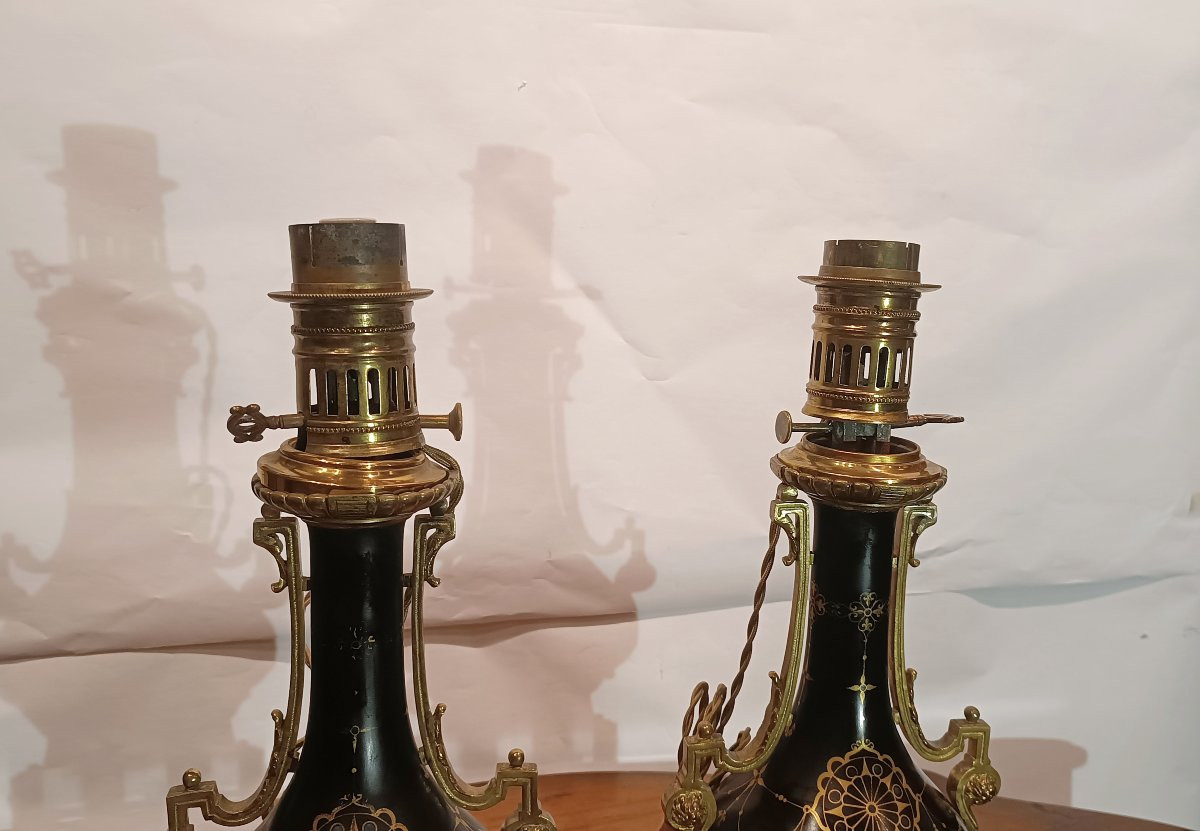 Second Half Of The 19th Century Pair Of Porcelain And Gilt Bronze Lights-photo-3