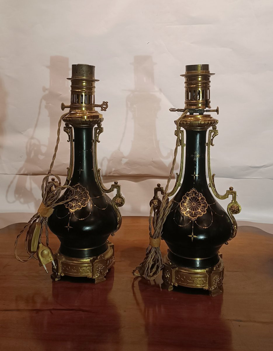 Second Half Of The 19th Century Pair Of Porcelain And Gilt Bronze Lights-photo-4
