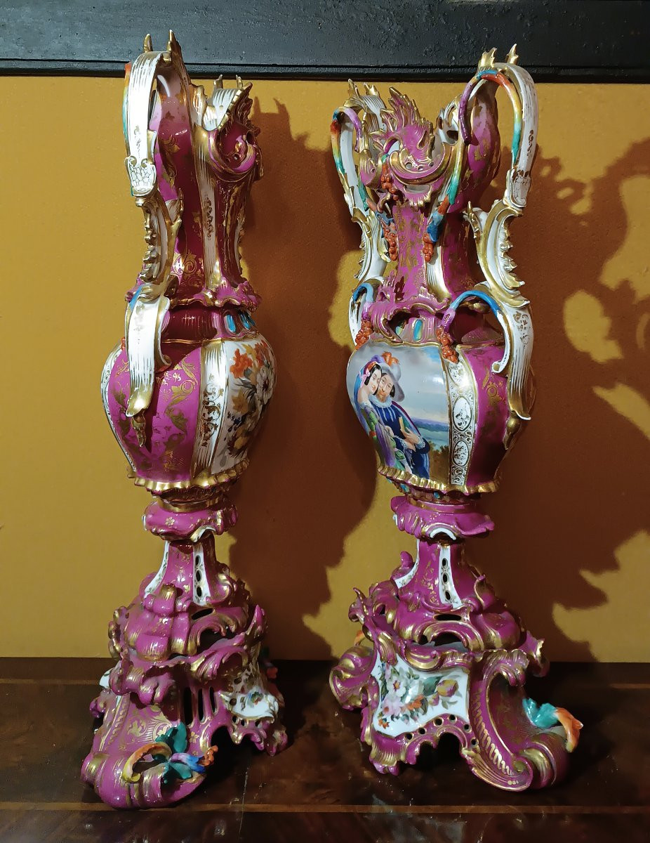 PAIRE DE VASES EN PORCELAINE JACOB PETIT SECONDE MOITIÉ DU 19ème SIÈCLE-photo-4