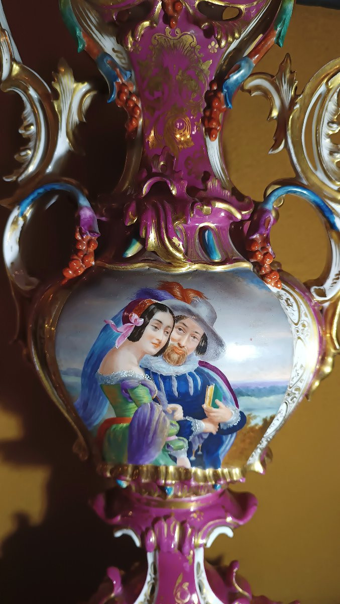 PAIRE DE VASES EN PORCELAINE JACOB PETIT SECONDE MOITIÉ DU 19ème SIÈCLE-photo-5