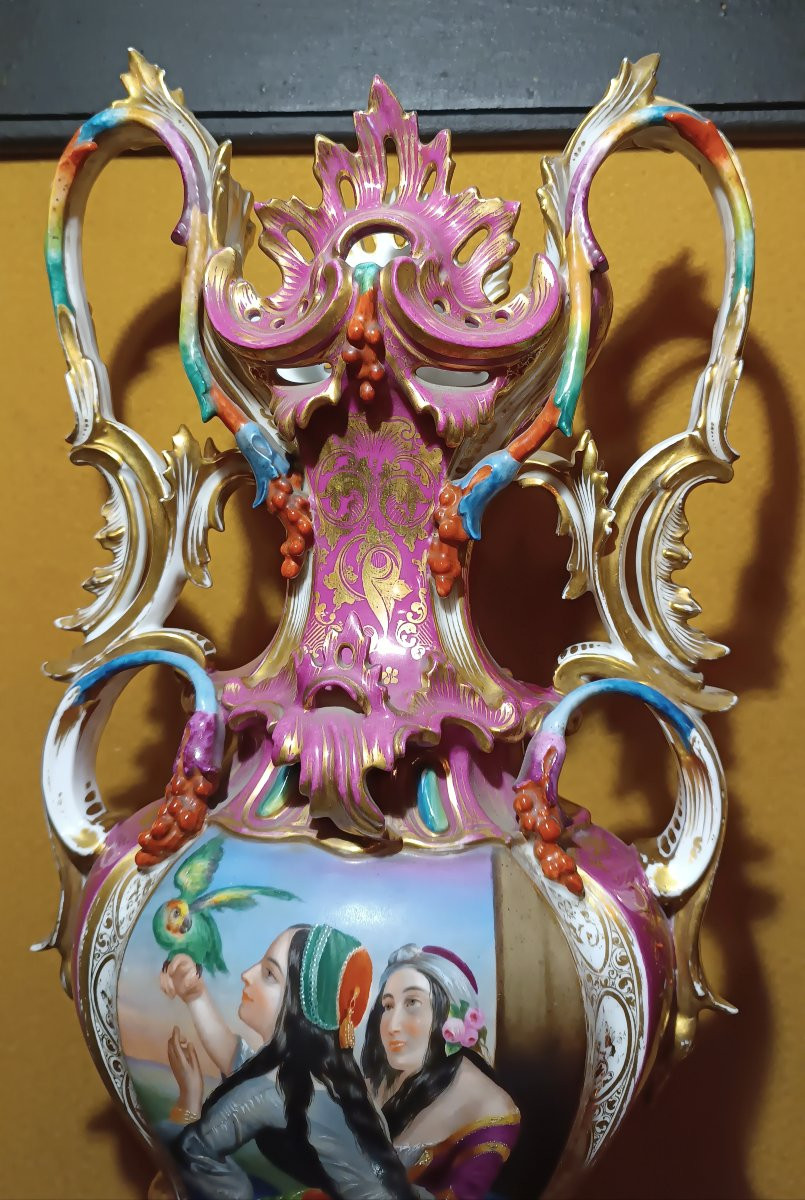 PAIRE DE VASES EN PORCELAINE JACOB PETIT SECONDE MOITIÉ DU 19ème SIÈCLE-photo-6