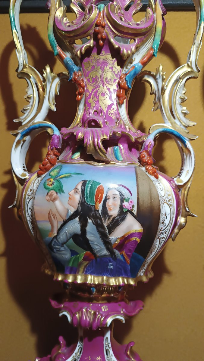 PAIRE DE VASES EN PORCELAINE JACOB PETIT SECONDE MOITIÉ DU 19ème SIÈCLE-photo-7